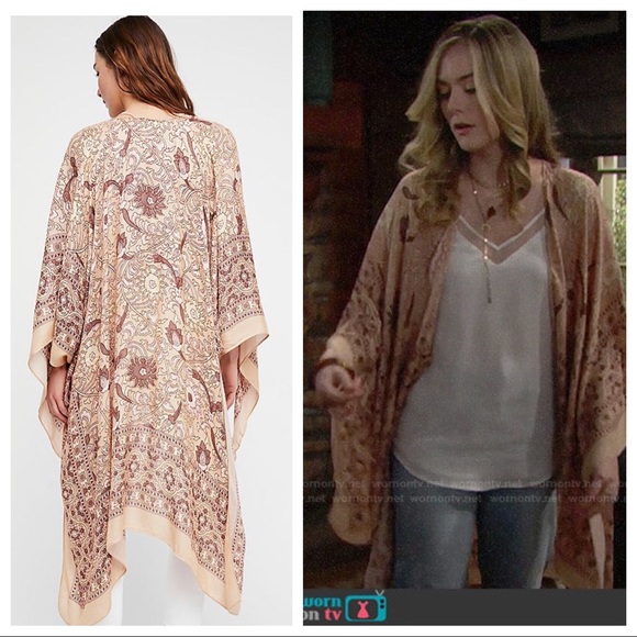FREE PEOPLE BOHO KIMONO FLOWY CARDIGAN CAPE A2C - Picture 8 of 15